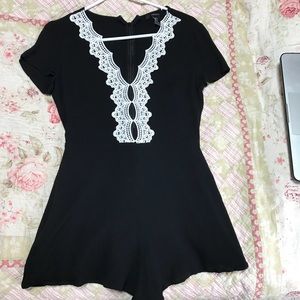 Classical black and white lace romper